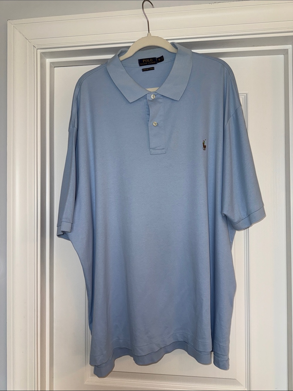 Ralph Lauren Mens Polo Shirt Plus Size 3XB White Pima Soft Touch Pony Logo